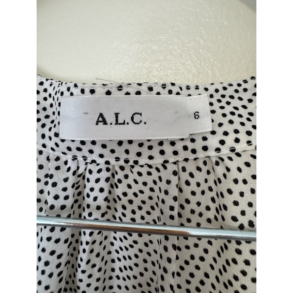 A.L.C - Jules Dotted V Neck 100% Silk Blouse Size 6 - Picture 3 of 9